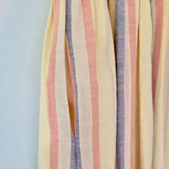 Listicle Dress Size Large Striped Woven Cotton Halter Summer Dress Pockets Boho - Picture 5 of 12